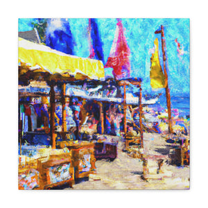 "Beach Shops Impressionism" - Canvas