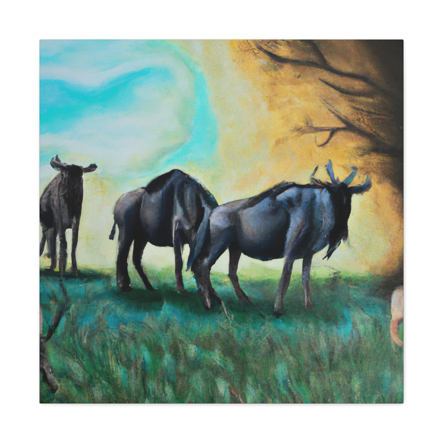 Wildebeest on Wildland - Canvas