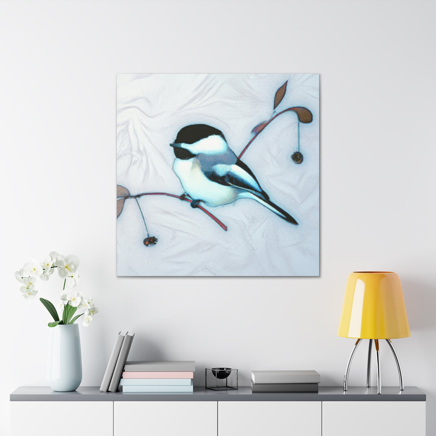 "Chickadee in Art Nouveau" - Canvas