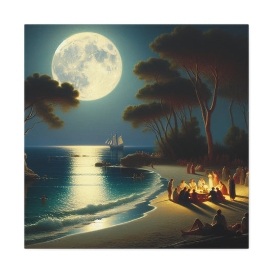 "Lunar Revelry by Sea" - Canvas