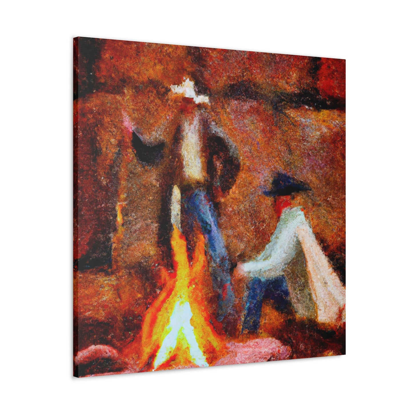 "Campfire Night Impressionism" - Canvas