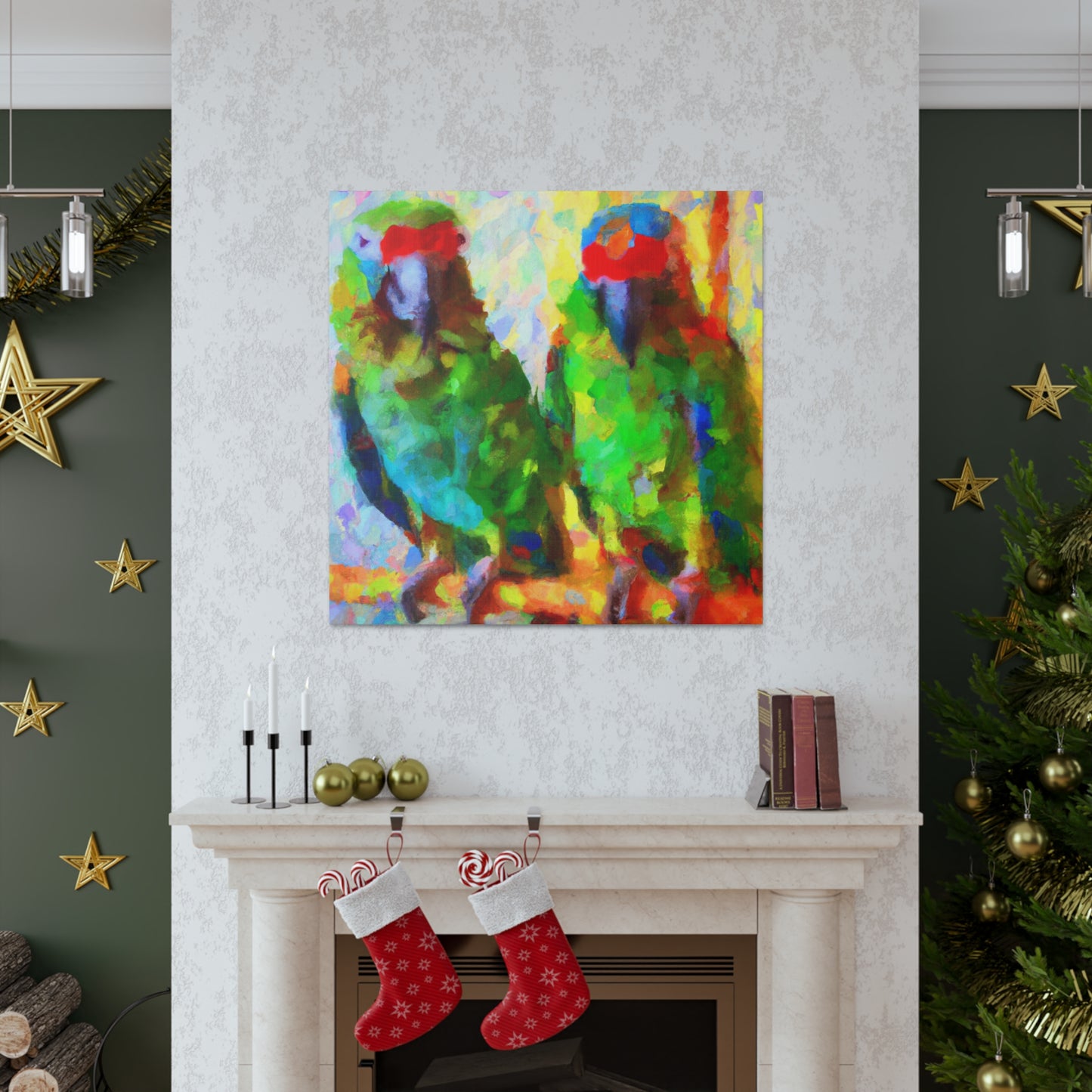 "Senegal Parrots in Bloom" - Canvas