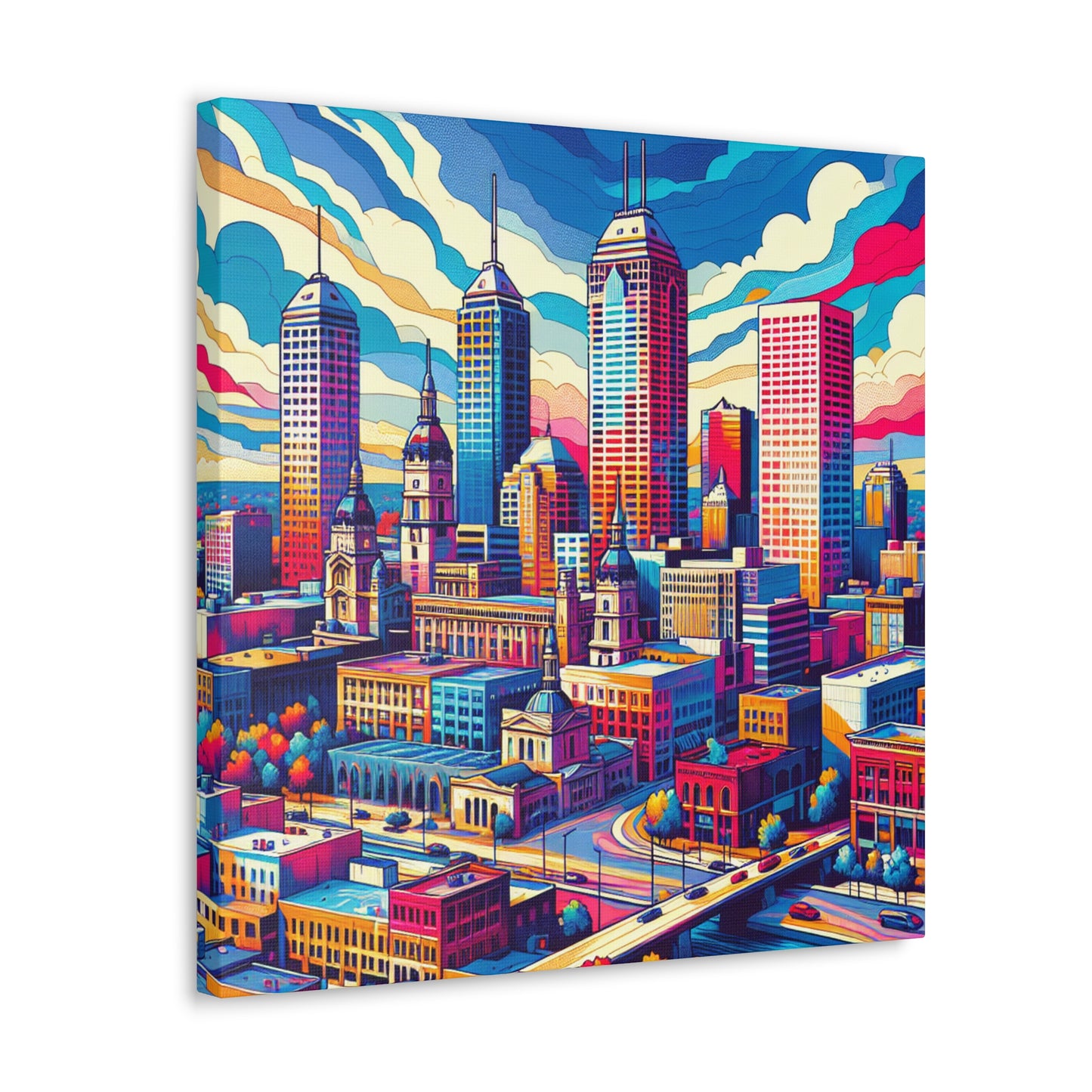 "Indy's Flourishing Urban Canvas" - Canvas