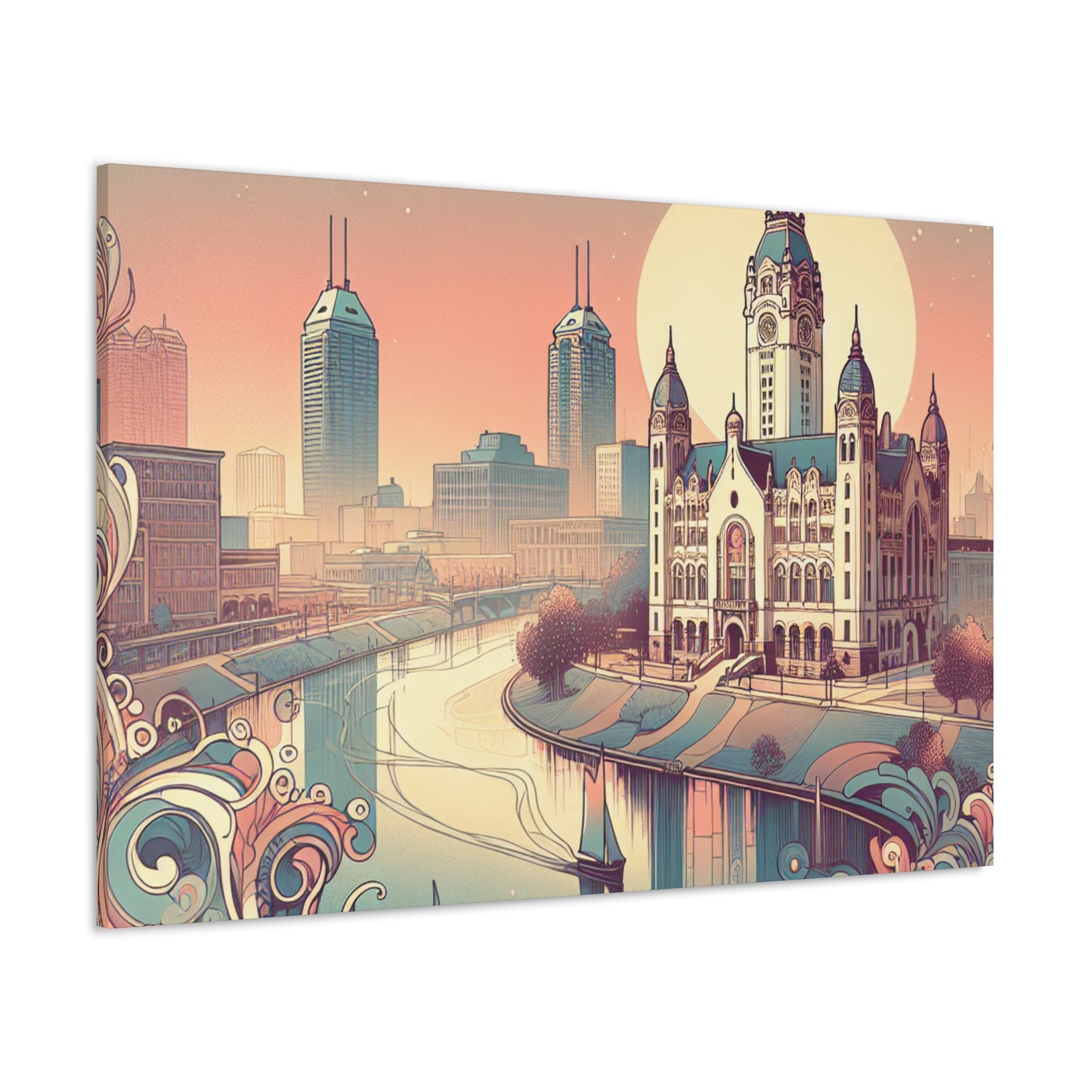 "Cityscape Serenade: Indianapolis" - Canvas