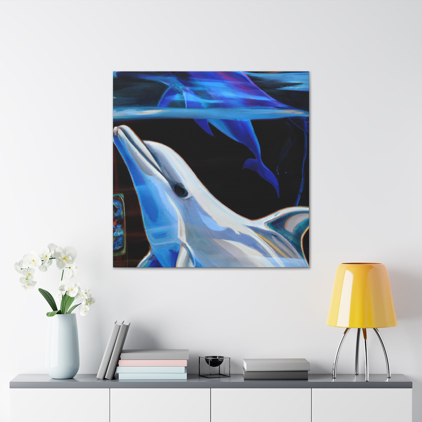 "Dolphin's Midnight Swim" - Canvas