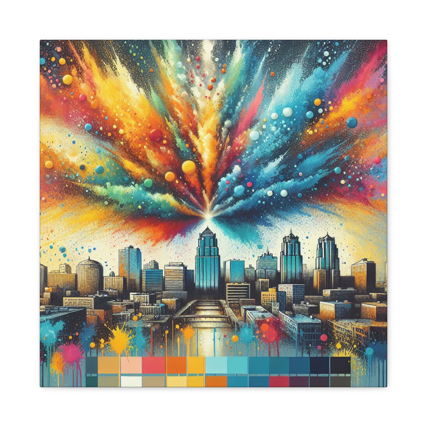 "Cityscape Echoes Embrace" - Canvas