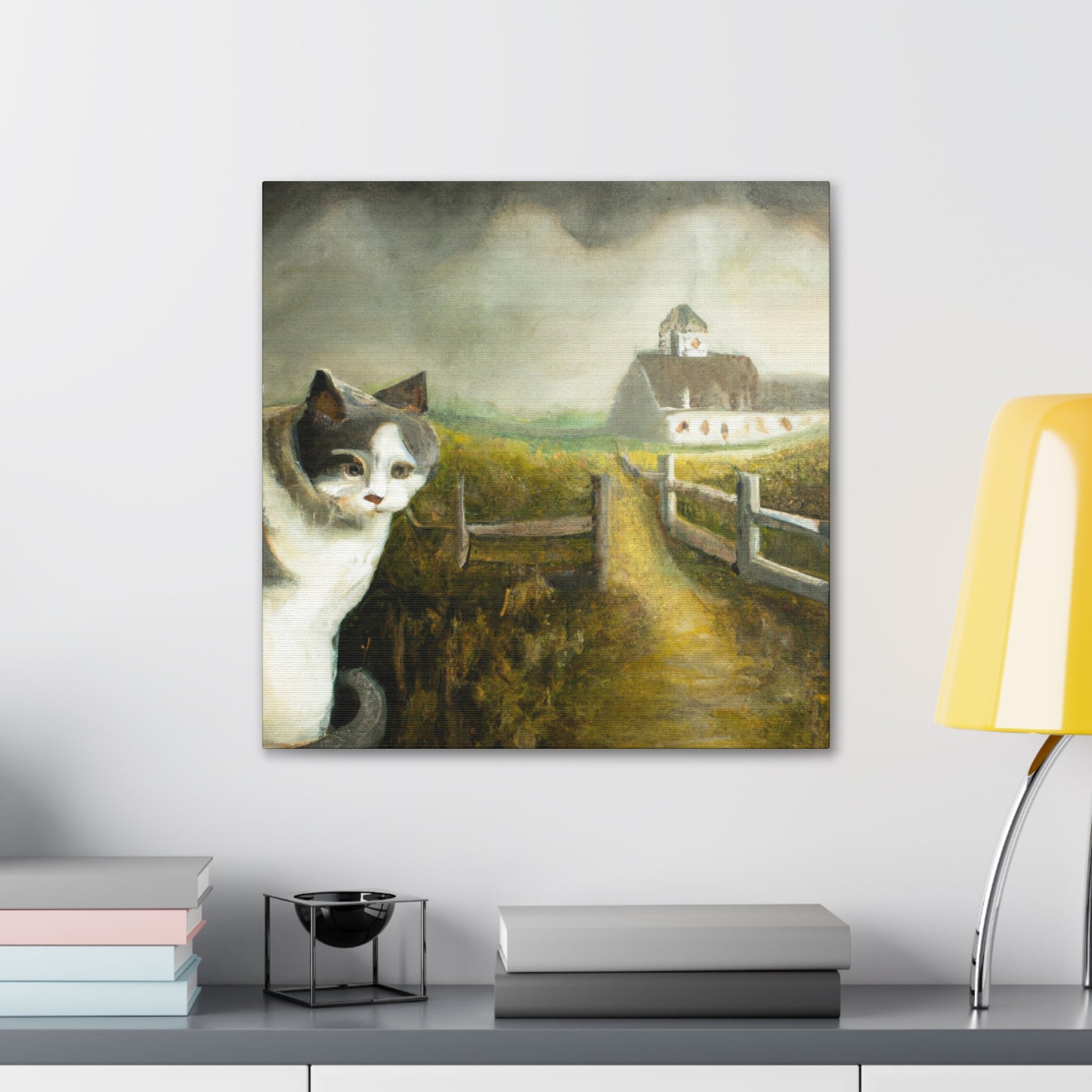 Sleeping Barn Cat Dreaming - Canvas