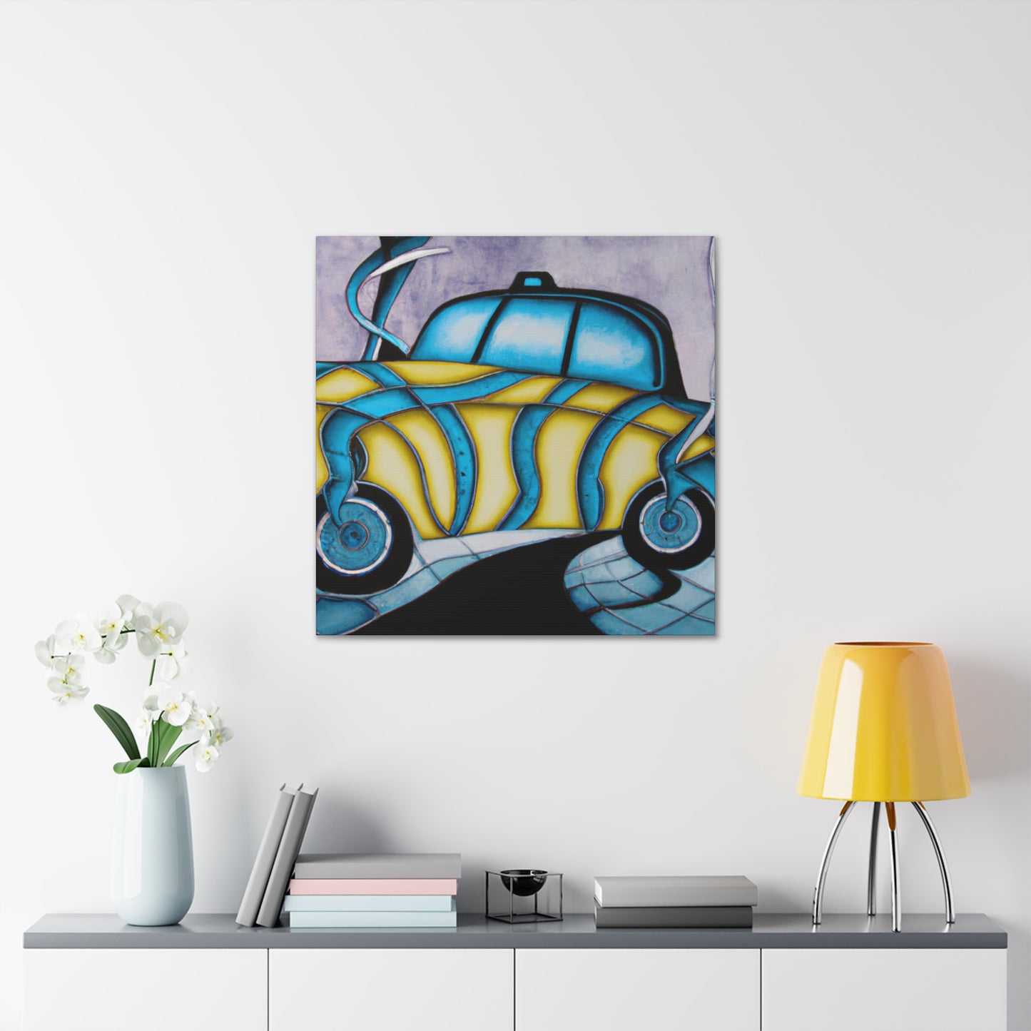 "Taxi at Midnight Glow" - Canvas