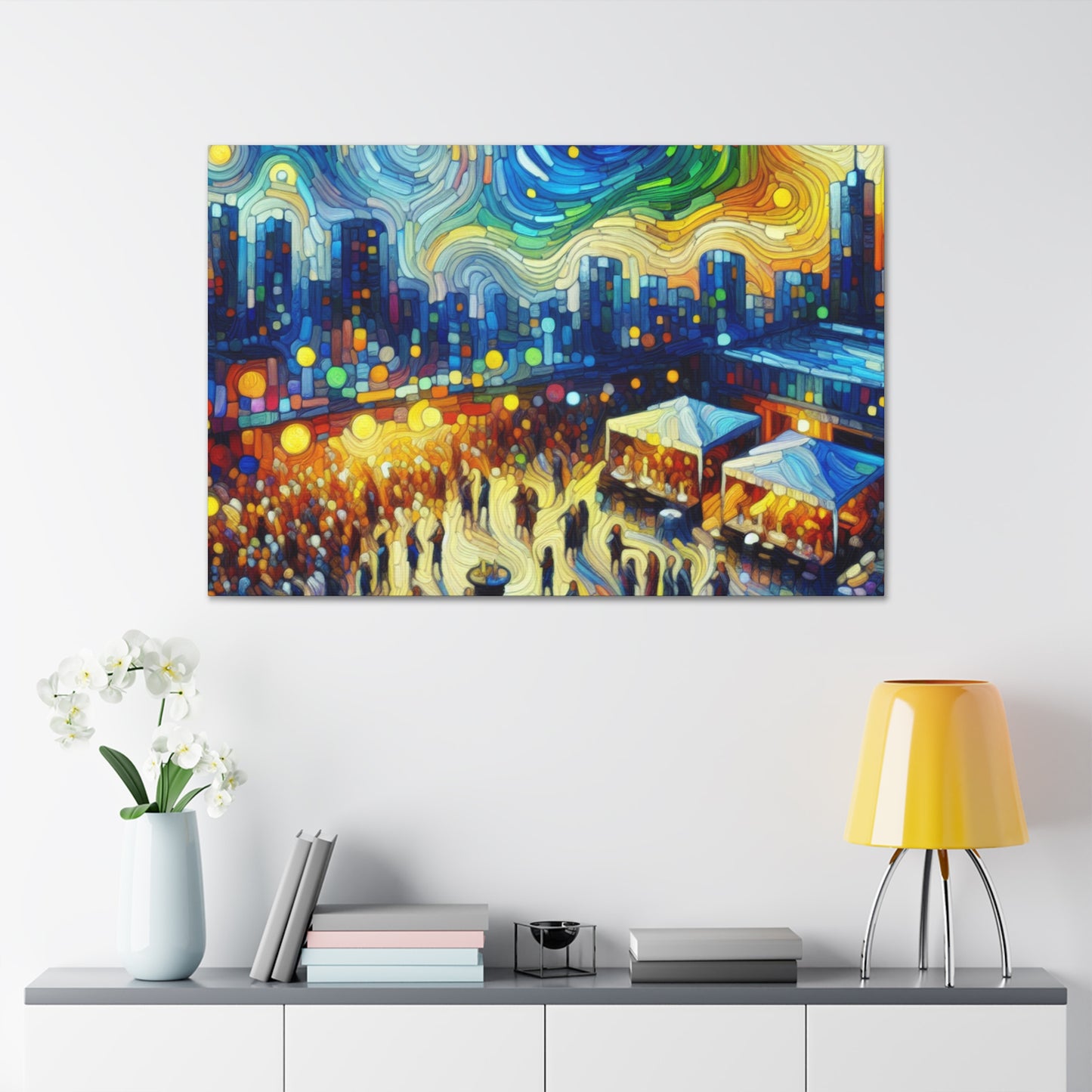 "Vibrant Rooftop Revelry" - Canvas