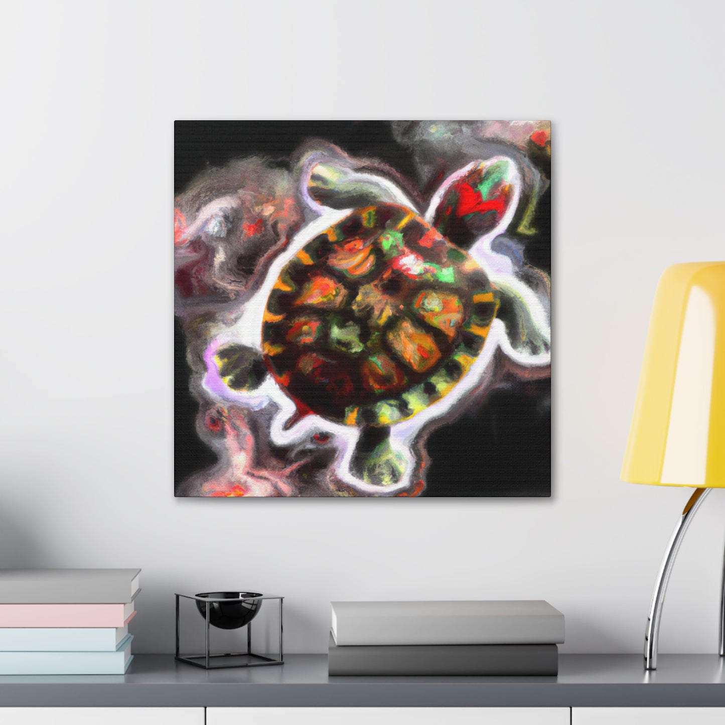 "Turtle of Scarlet Hues" - Canvas