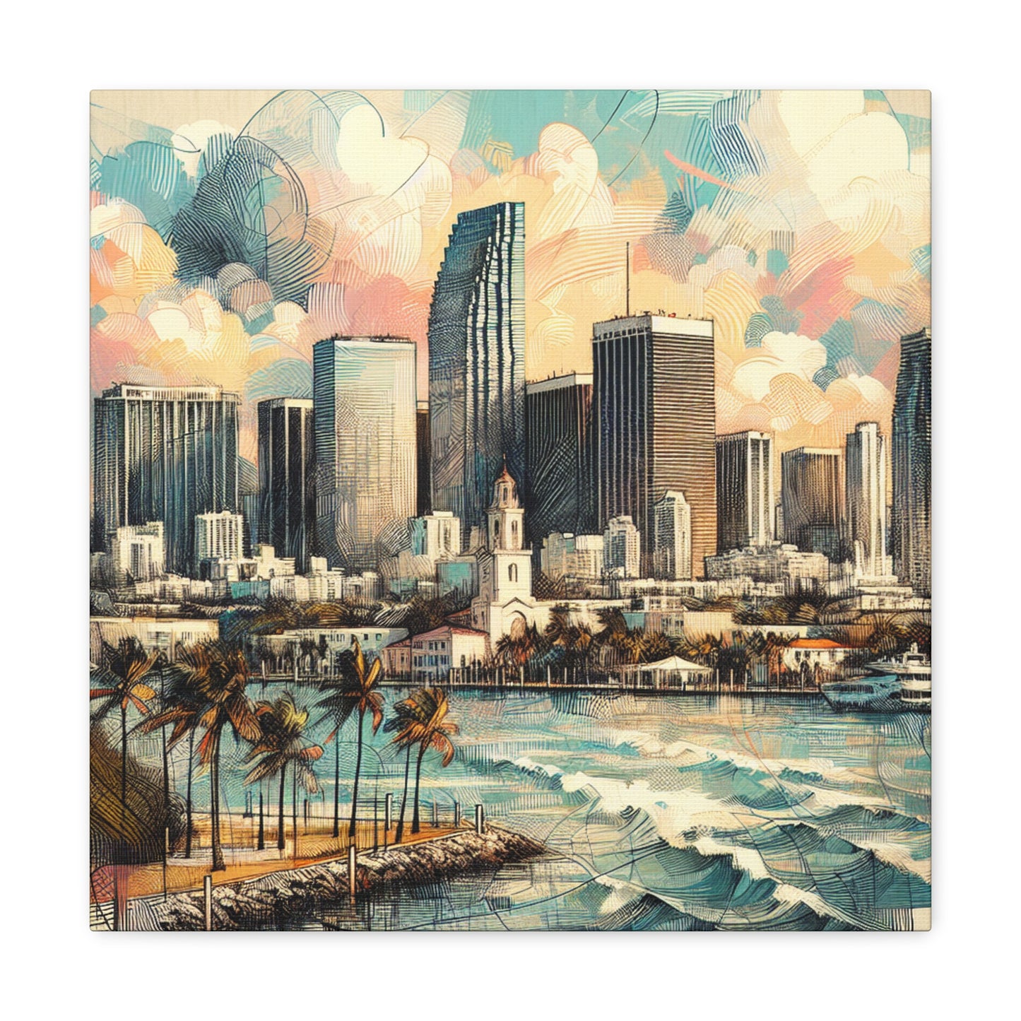 Sunset Serenade in Miami - Canvas