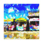 "Sunlit Seaside Shops" - Canvas