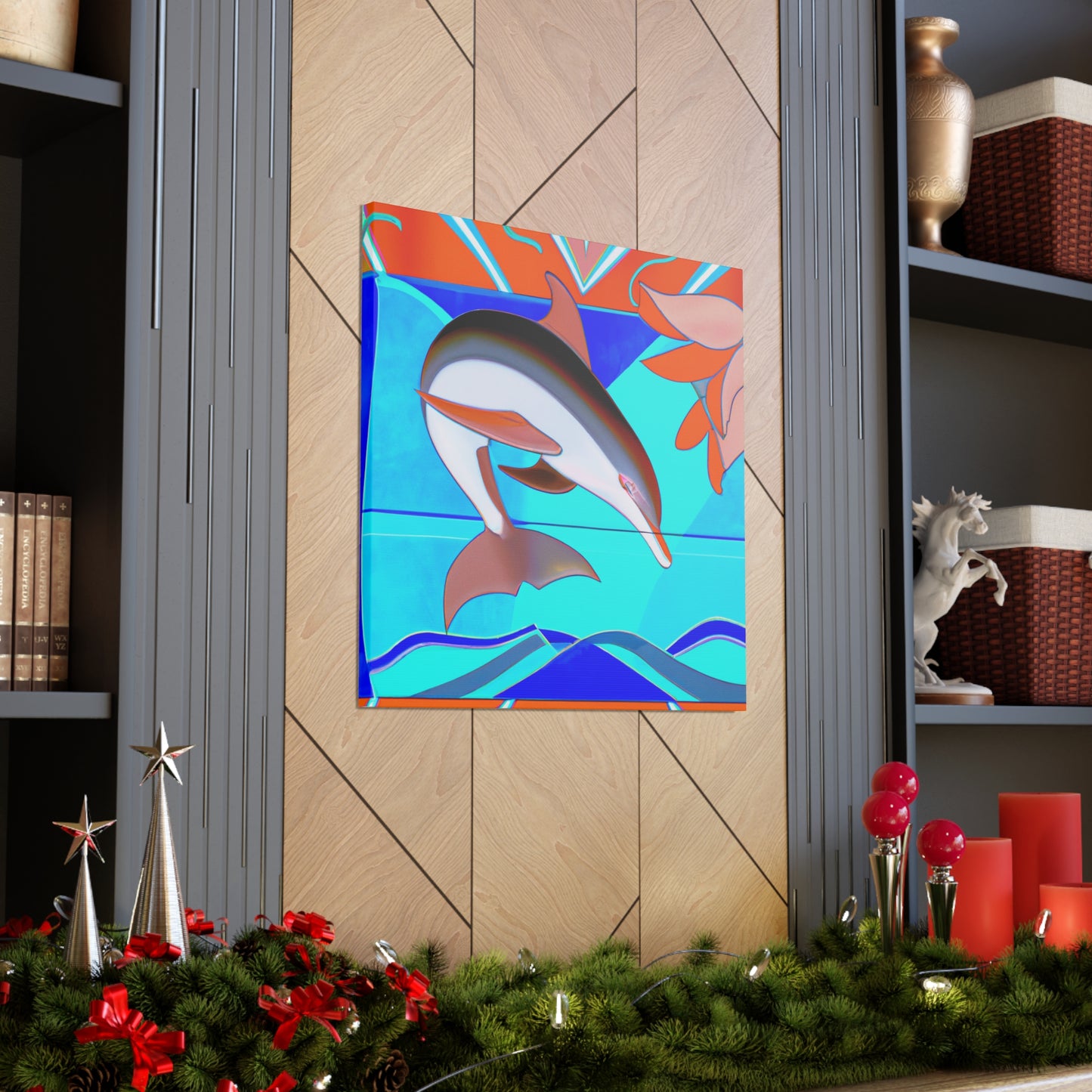 "Dancing Dolphin Deco" - Canvas