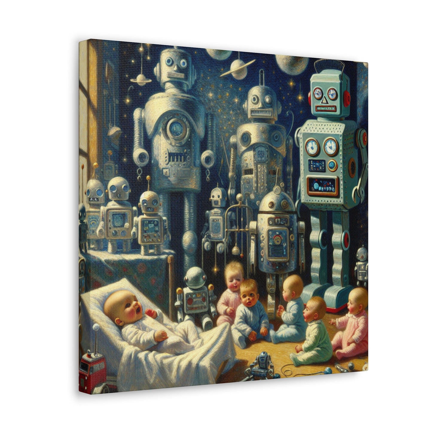 Whimsical Robotic Cosmos - Canvas