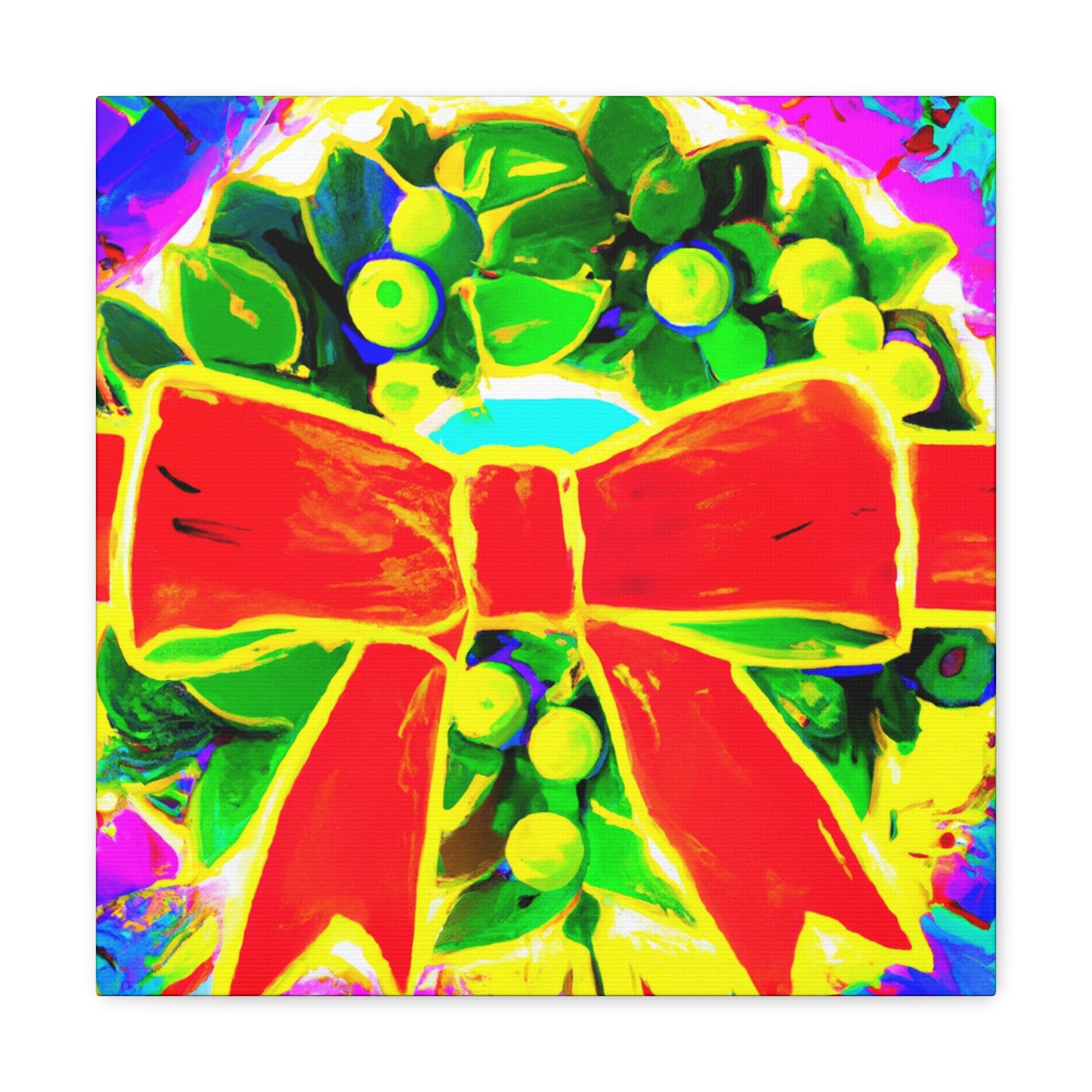 "Wreath of Colorful Joy" - Canvas