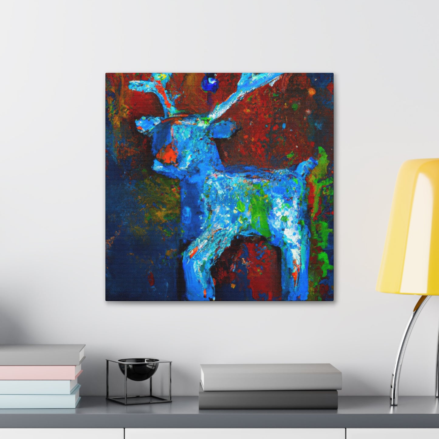 Reindeer in Flight. - Canvas