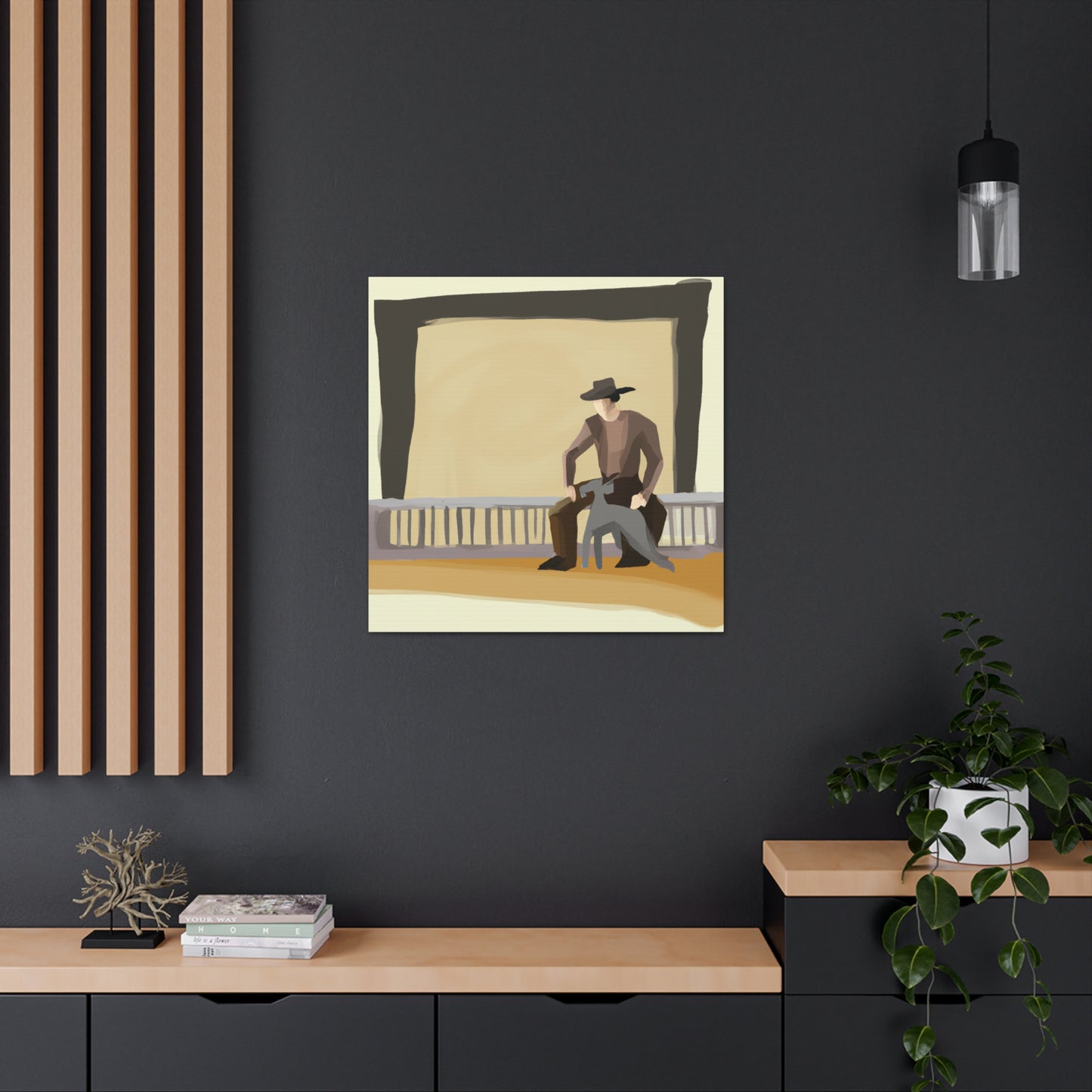 "Cowboy at Dusk Fence" - Canvas