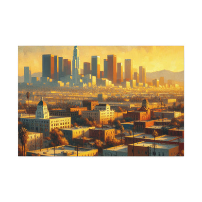 "Golden Eden: Cityscape Reverie" - Canvas