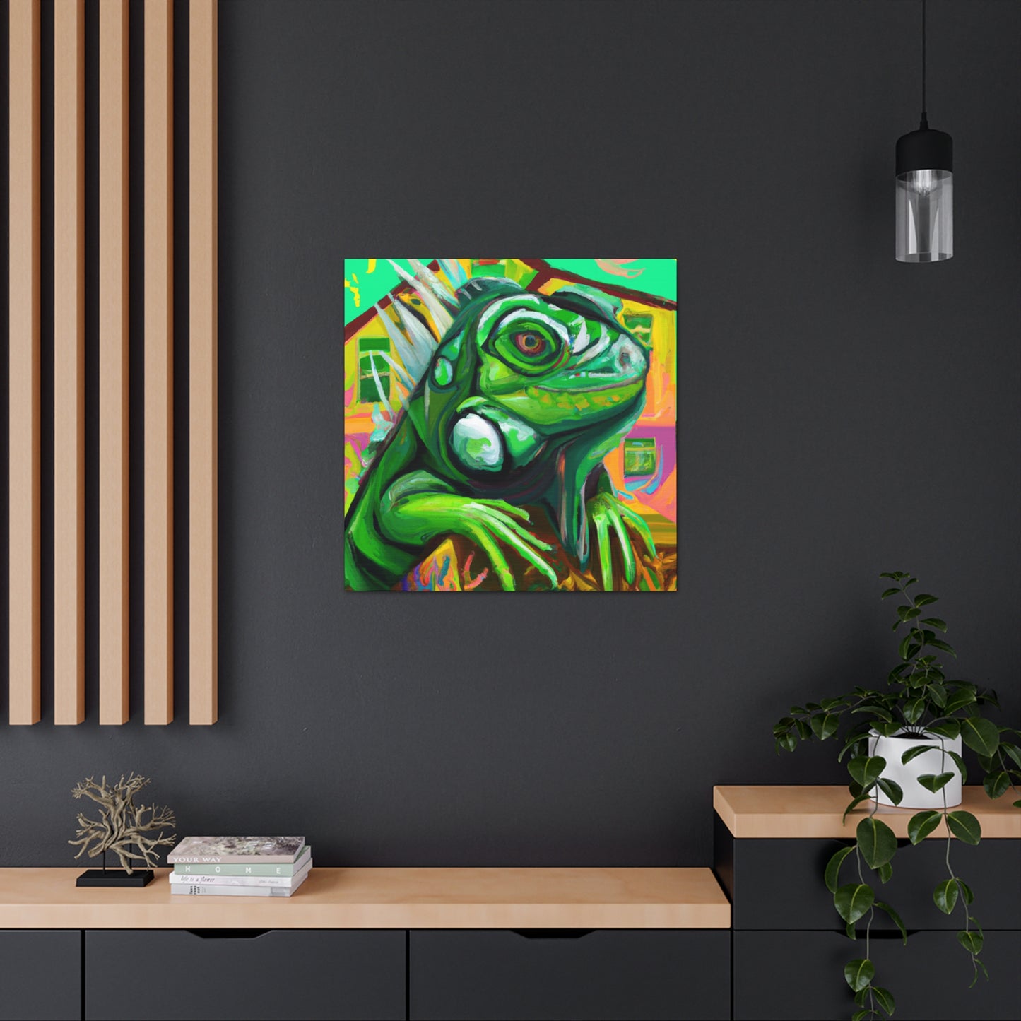 Iguana in Green Hues - Canvas