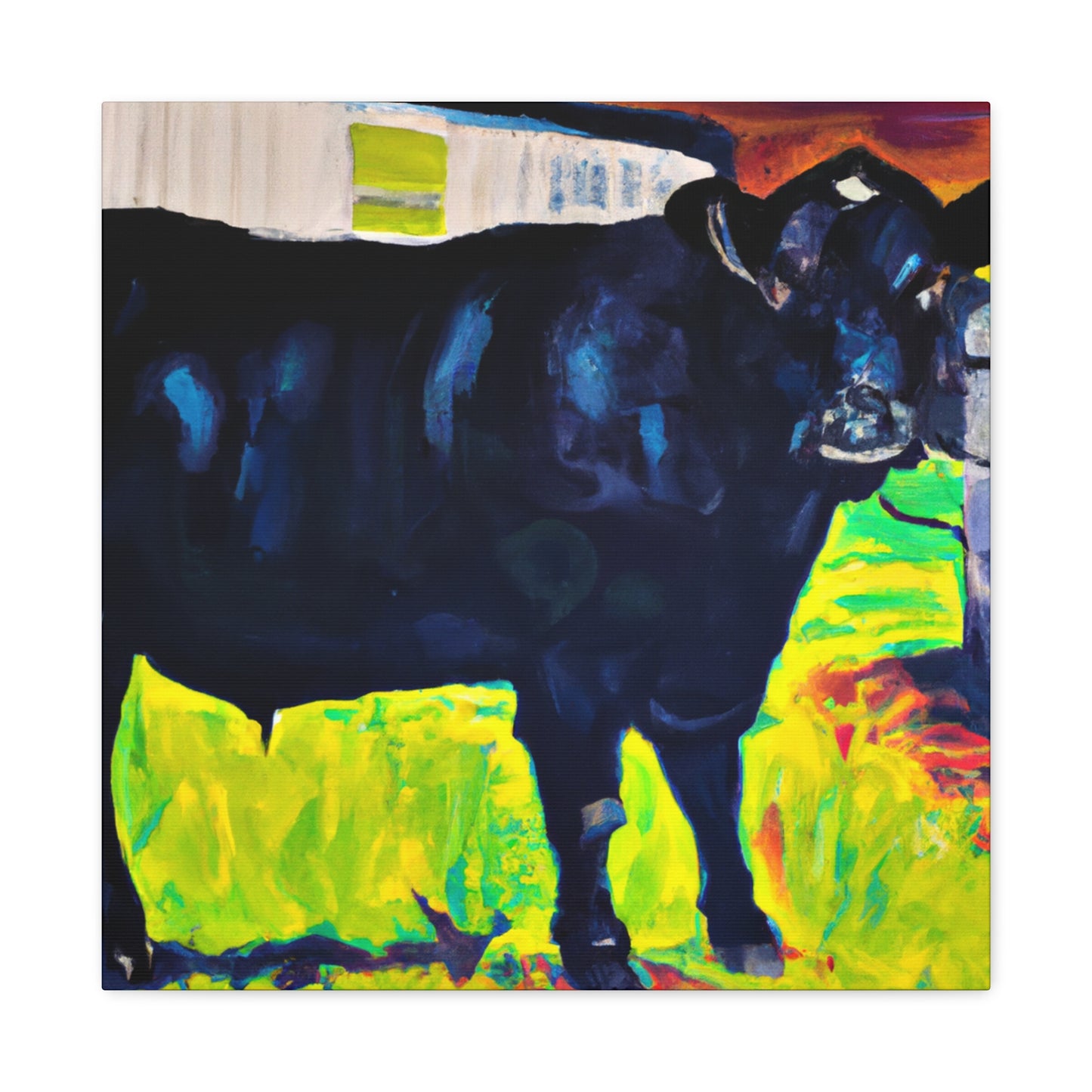 "Herding Black Angus Cattle" - Canvas