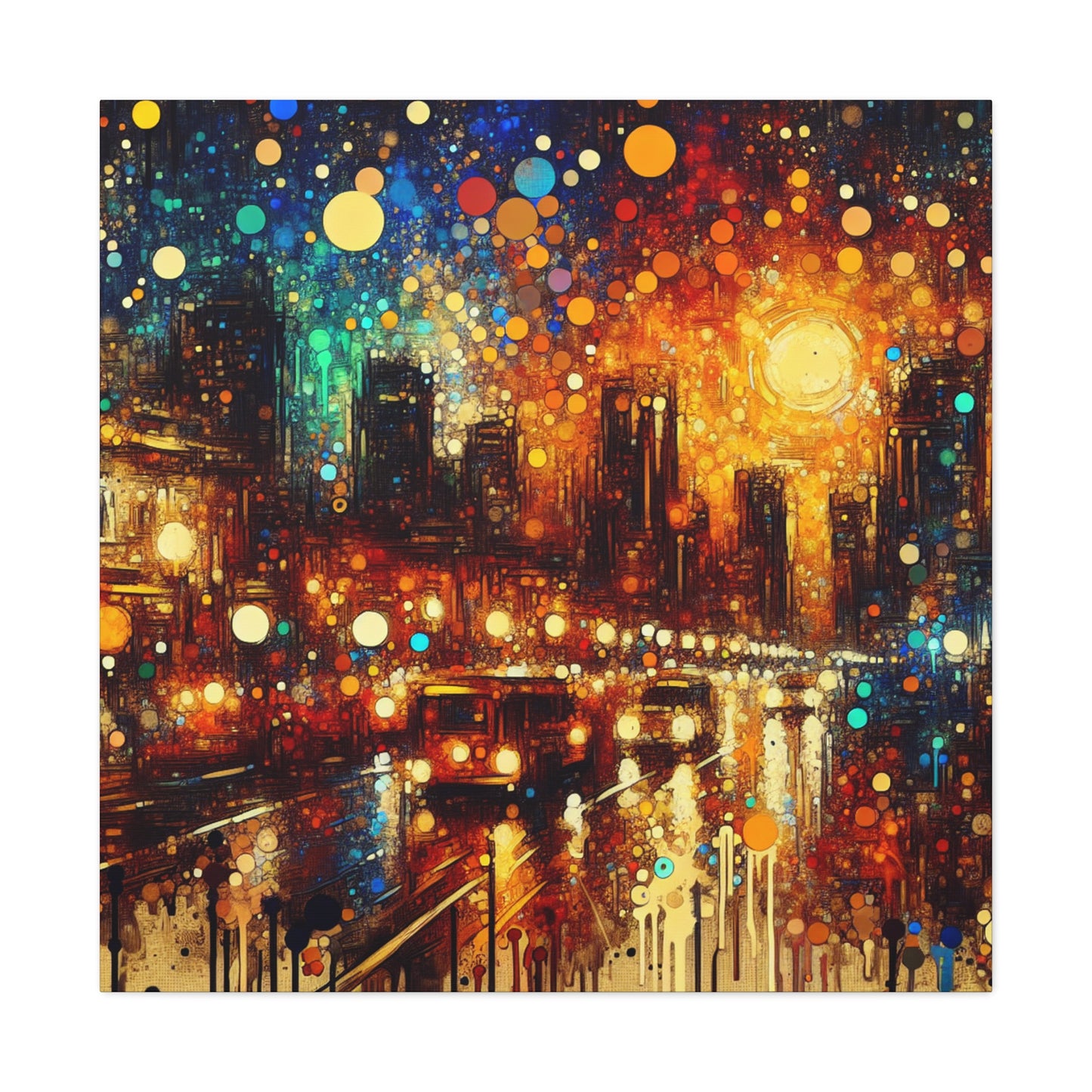 Luminescent Night Metropolis - Canvas