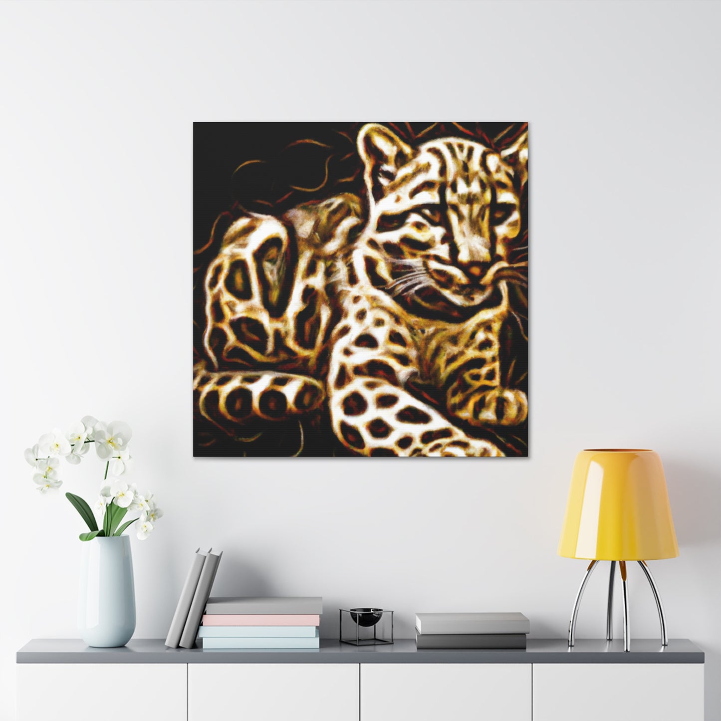 The Clouded Leopard is a species of wild, big cat that is native to the tropical and subtropical forests of Southeast Asia. It is known for its distinctive colouring and spotted coat which is why it is often referred to as the - Canvas