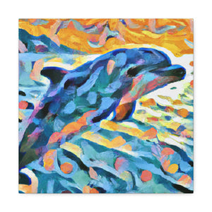 "Dolphin at Sunrise Scene" - Canvas