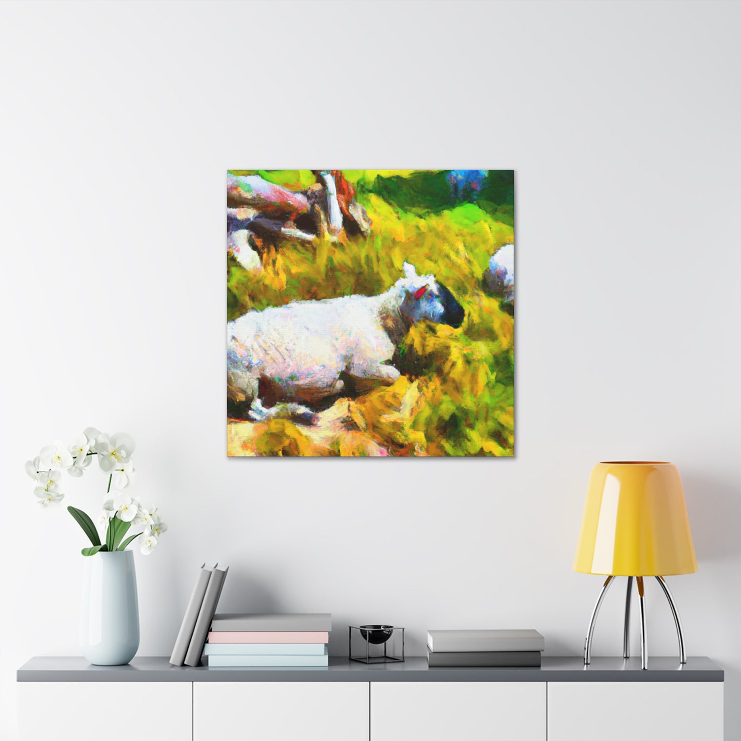 Sheep in Moonlight Glow - Canvas