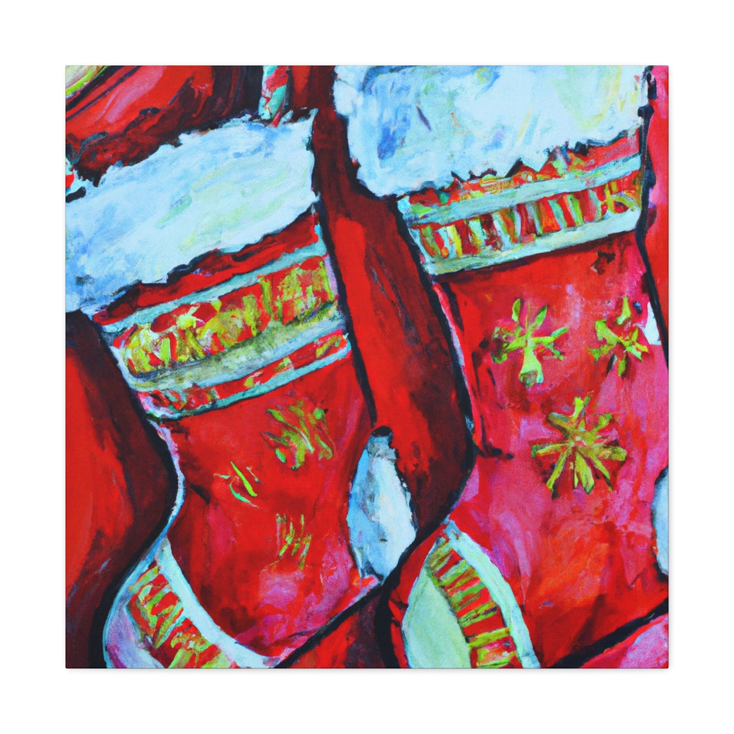 Stocking the Fireplace - Canvas