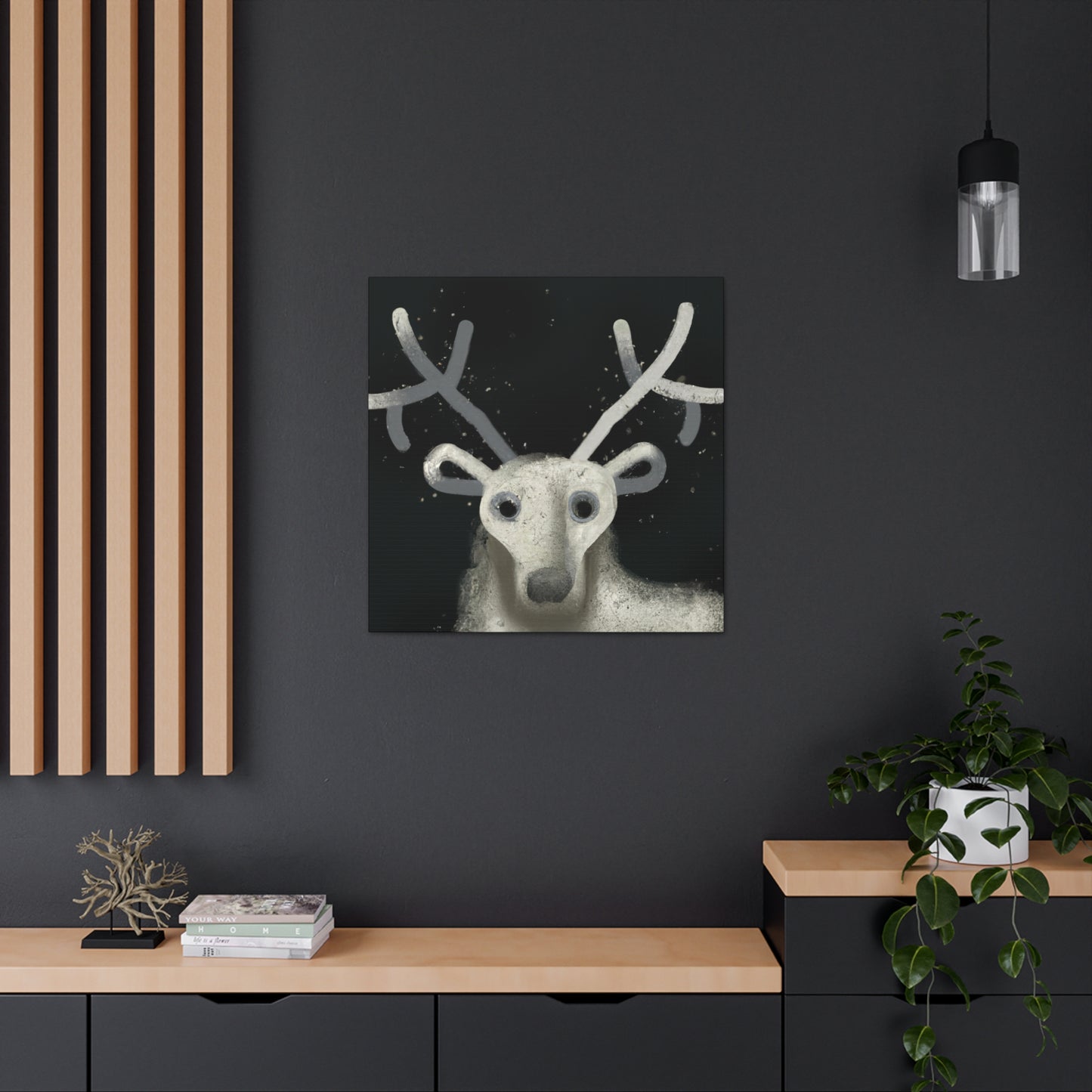 Reindeer in Blizzard - Canvas