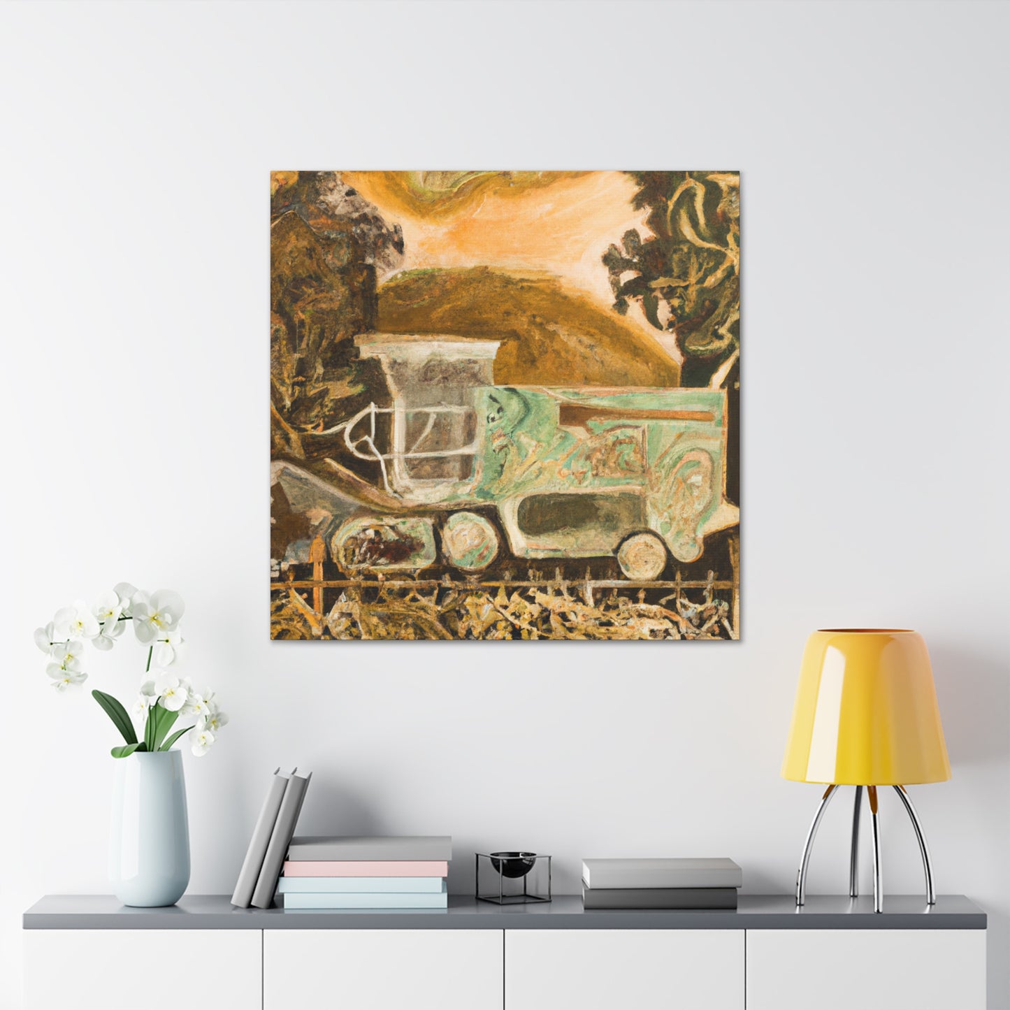 Harvesting the Fields. - Canvas