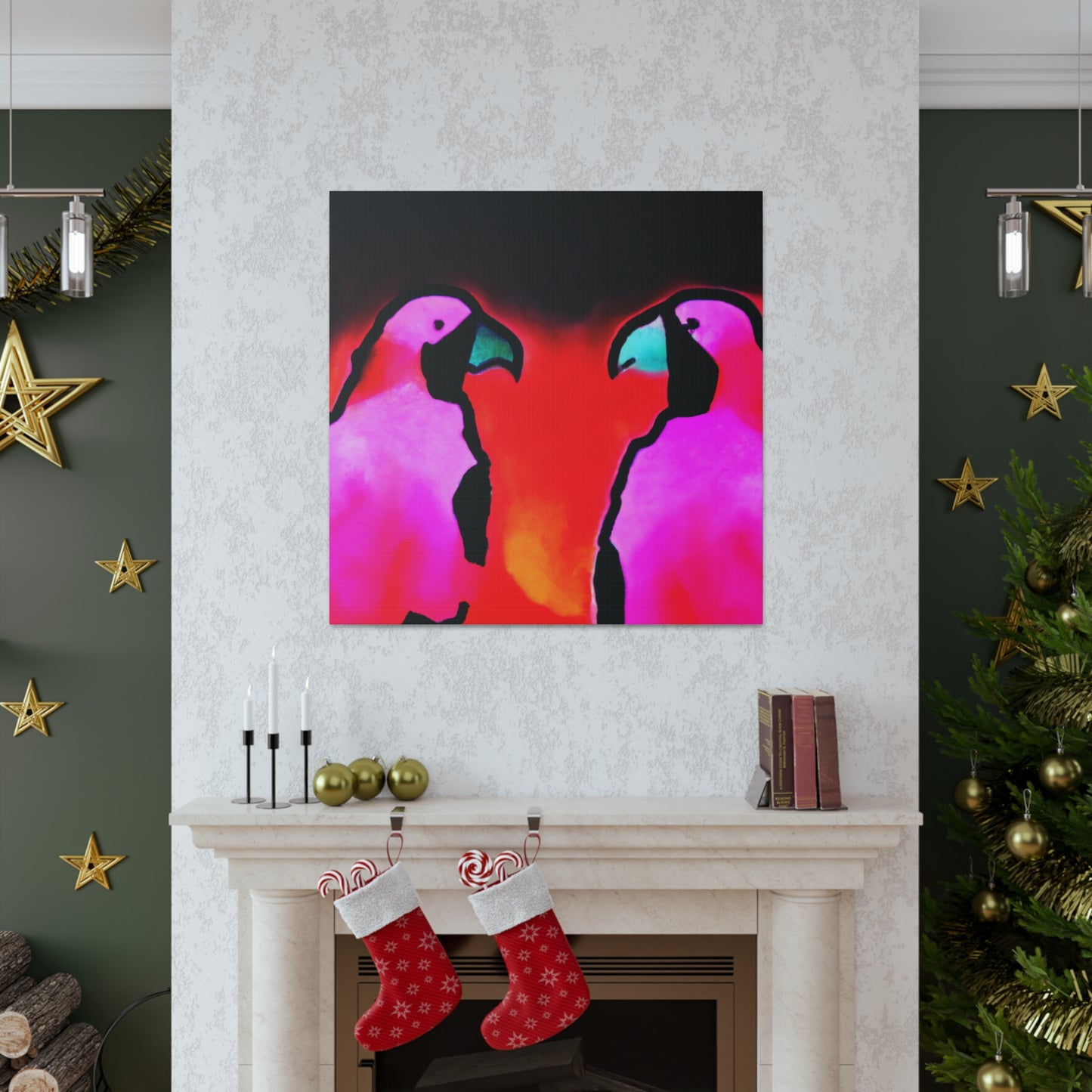 Lovebirds in Embrace - Canvas