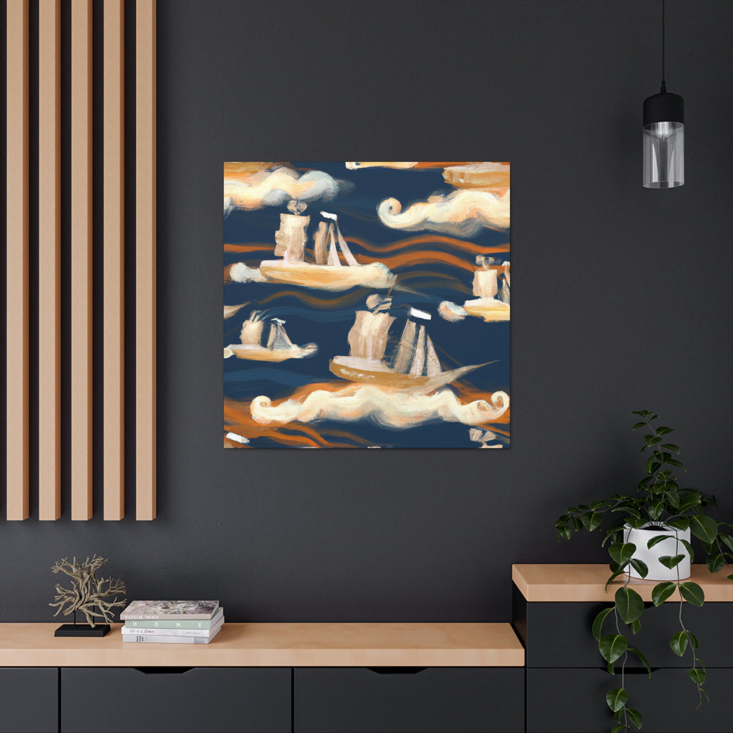 "Ship Riding Turbulent Waves" - Canvas