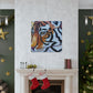 The Bengal tiger has become an iconic symbol of style and elegance in the Art Deco era of the 1920s. Its beautiful orange and black stripes, strong features, and fierce demeanor would all work to create a powerful and stylish motif. This could - Canvas