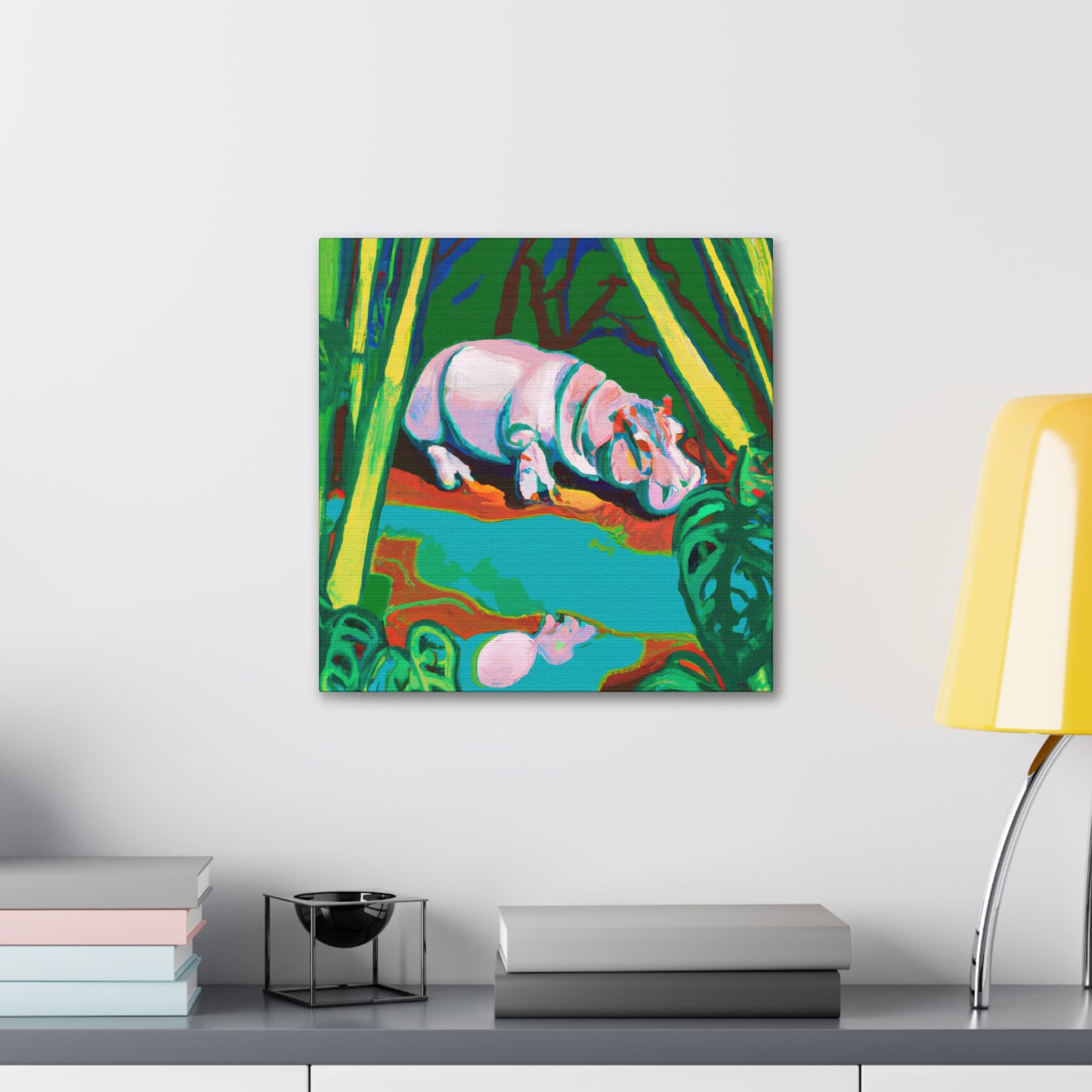 "Hippo in Reflection" - Canvas