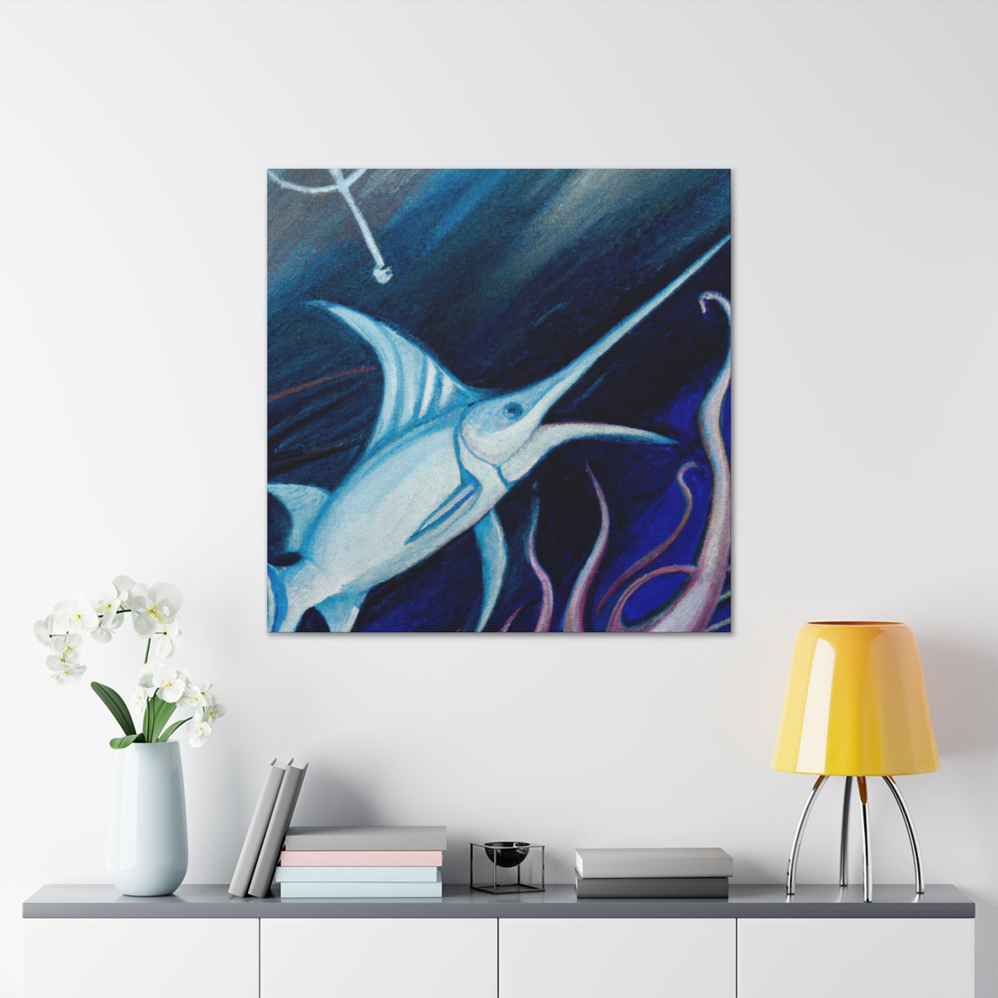 "Swimming Swordfish Splendor" - Canvas