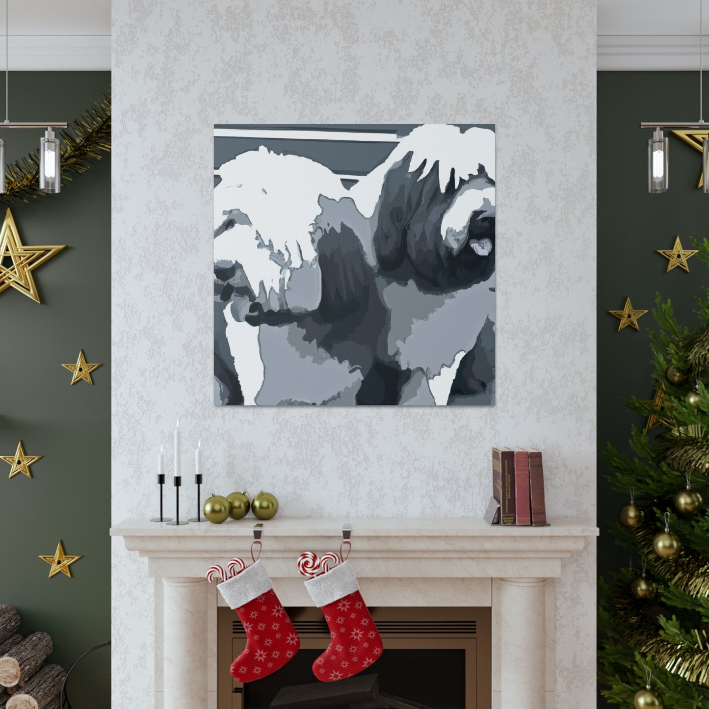 Old English Sheepdog portrait - Canvas