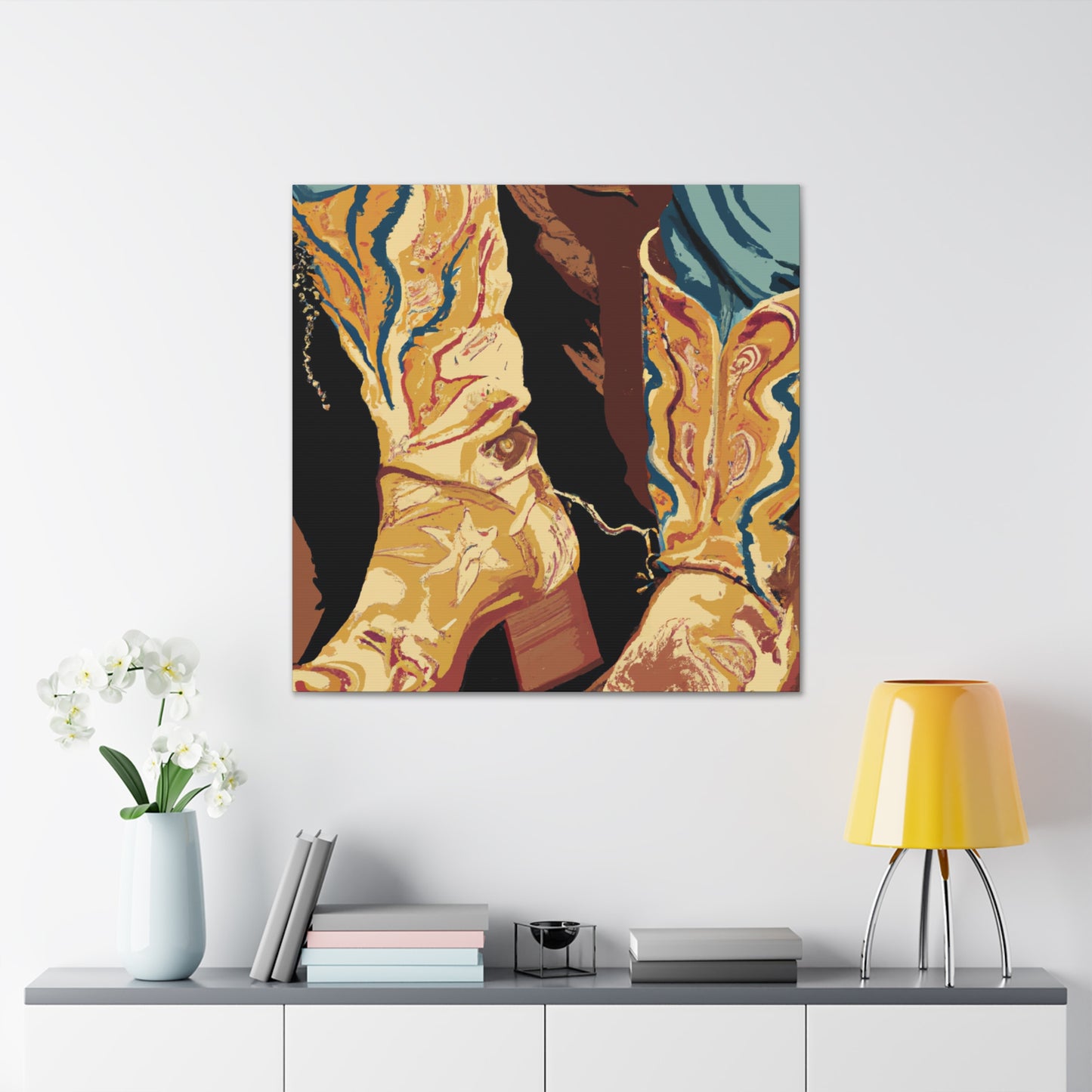 "Boots in Luxury Gilt" - Canvas