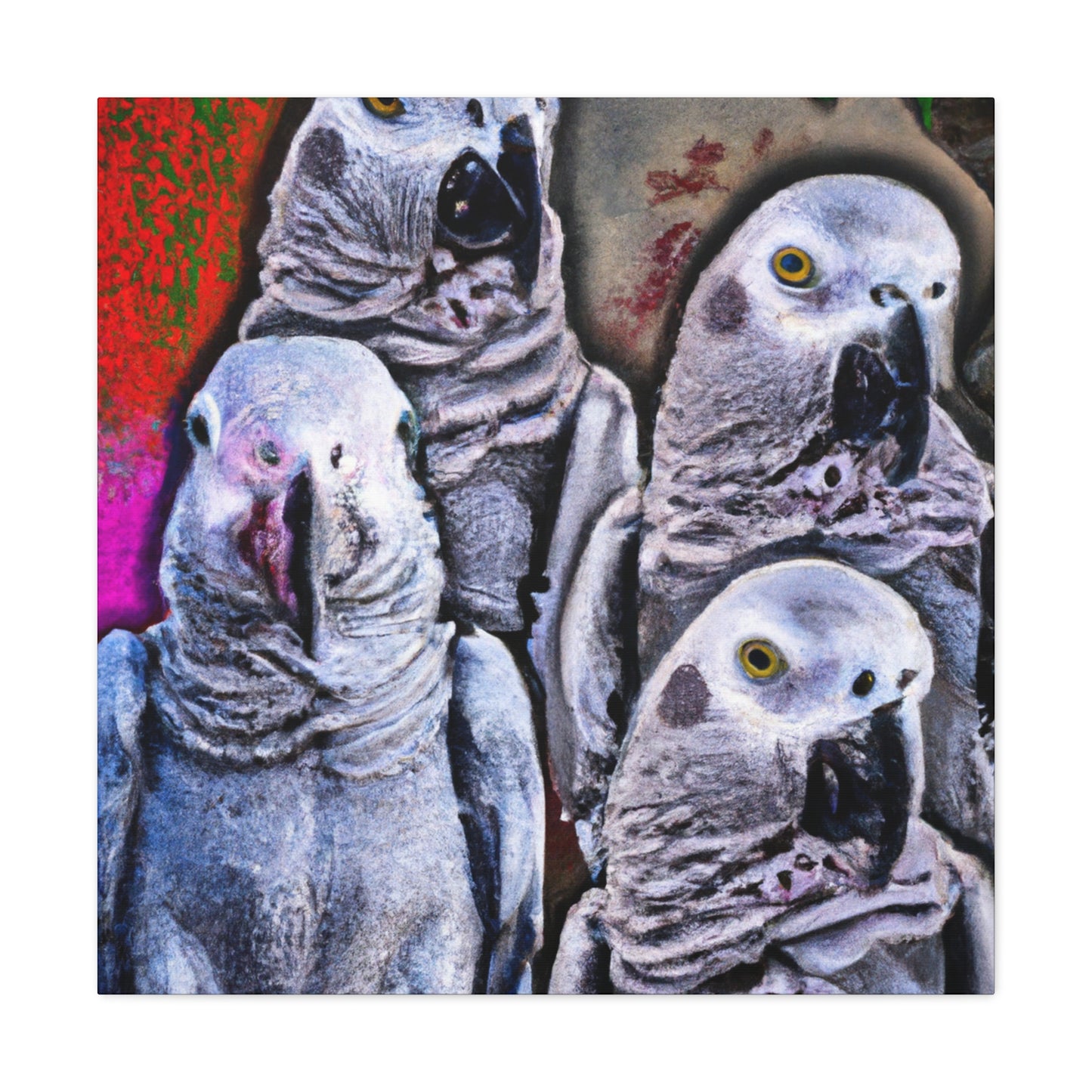 African Greys Sunset - Canvas