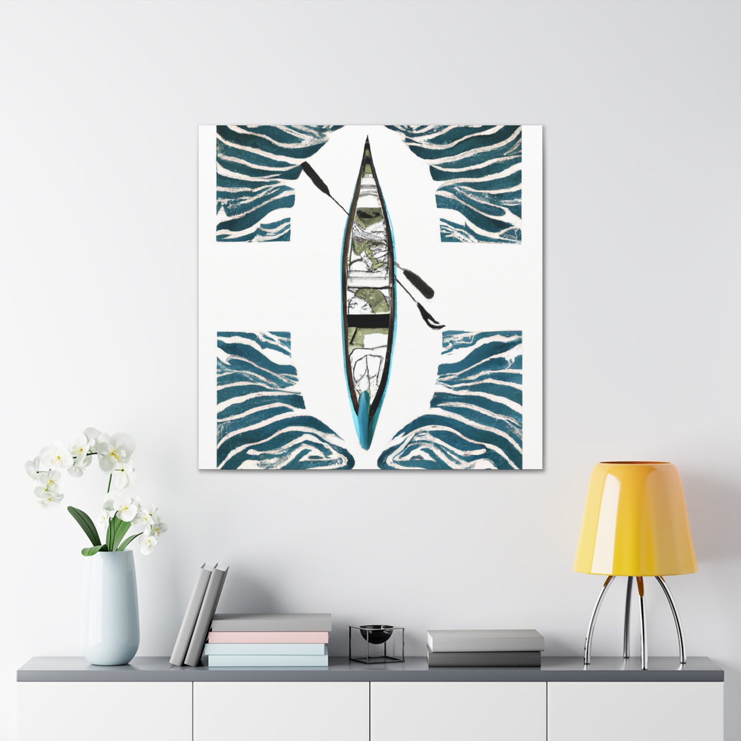 "Canoe in Moonlight Glow" - Canvas