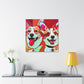 Corgis in Flowers Bloom - Canvas