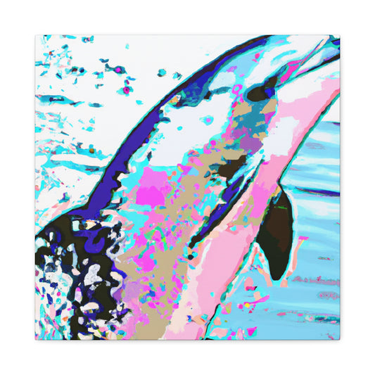 Dolphins in Abstract Pop. - Canvas