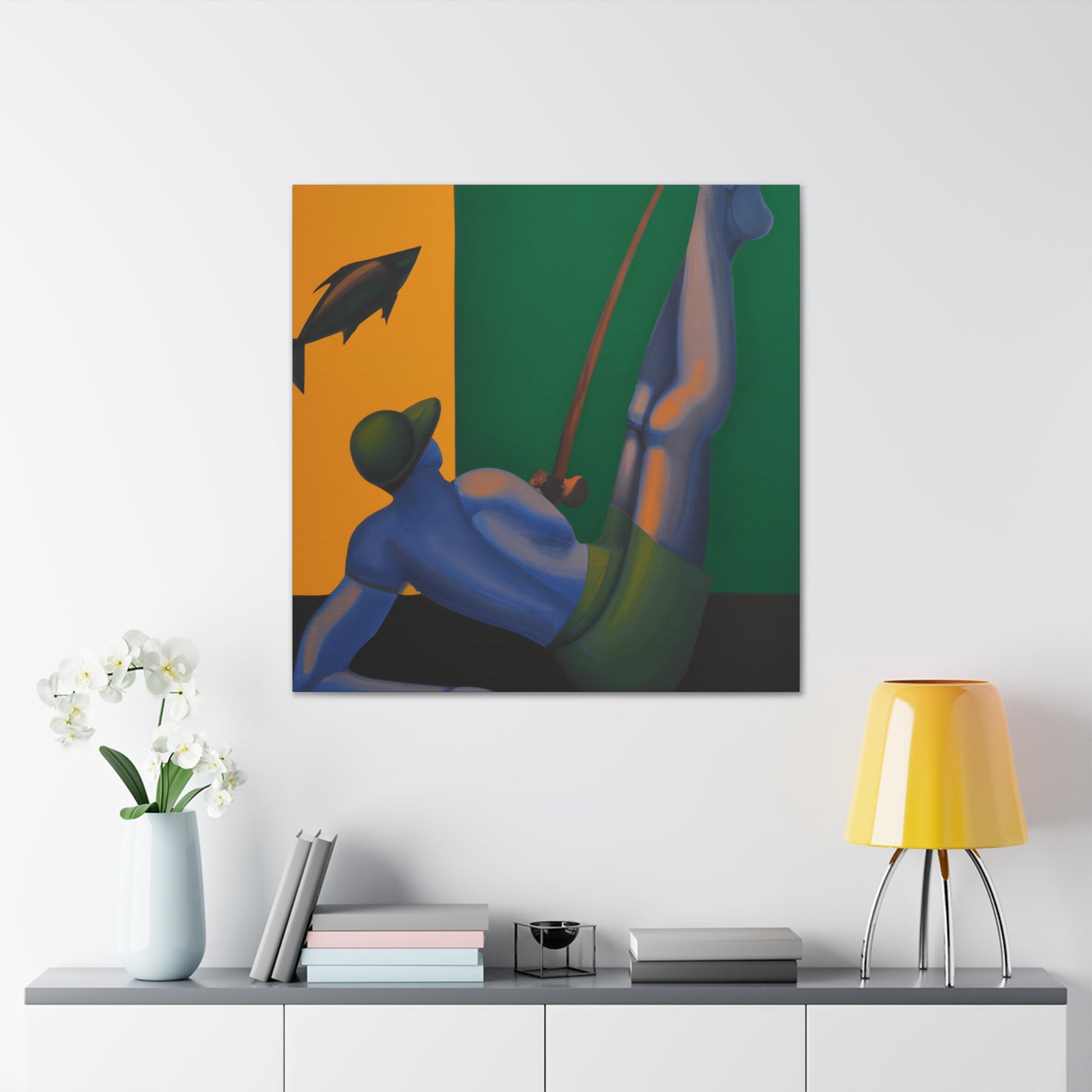 "Fishing At Dawn Deco" - Canvas