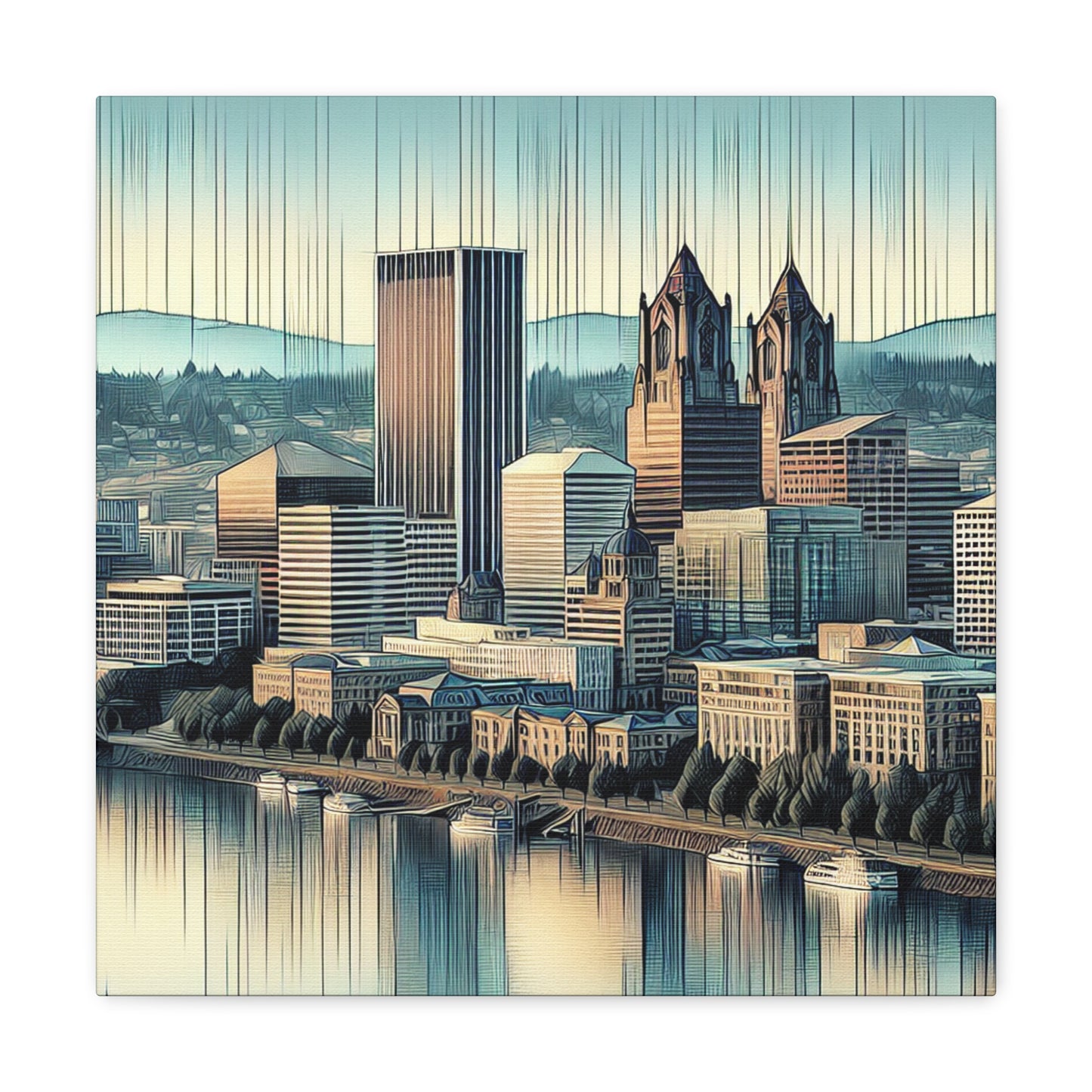 "Pulsating Portland Reflections" - Canvas