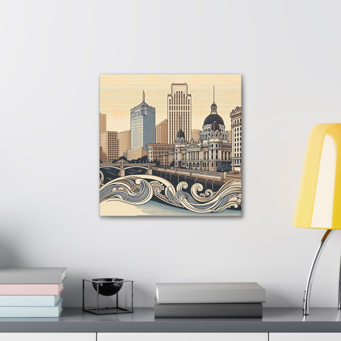 "Golden City Serenade" - Canvas