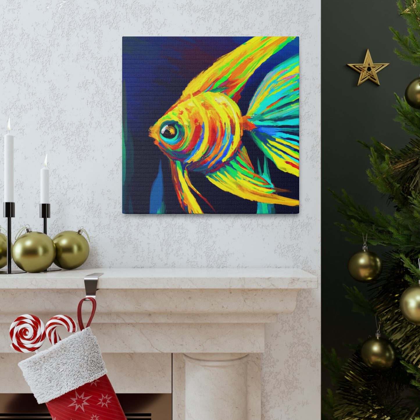 "Angelfish Dreaming Blue" - Canvas