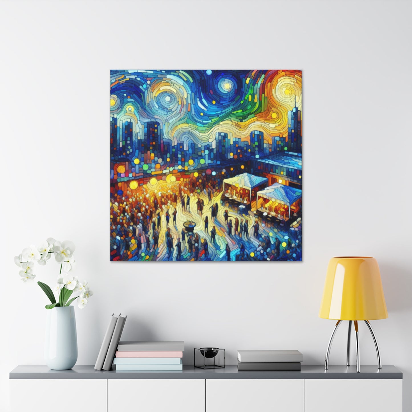 "Vibrant Rooftop Revelry" - Canvas