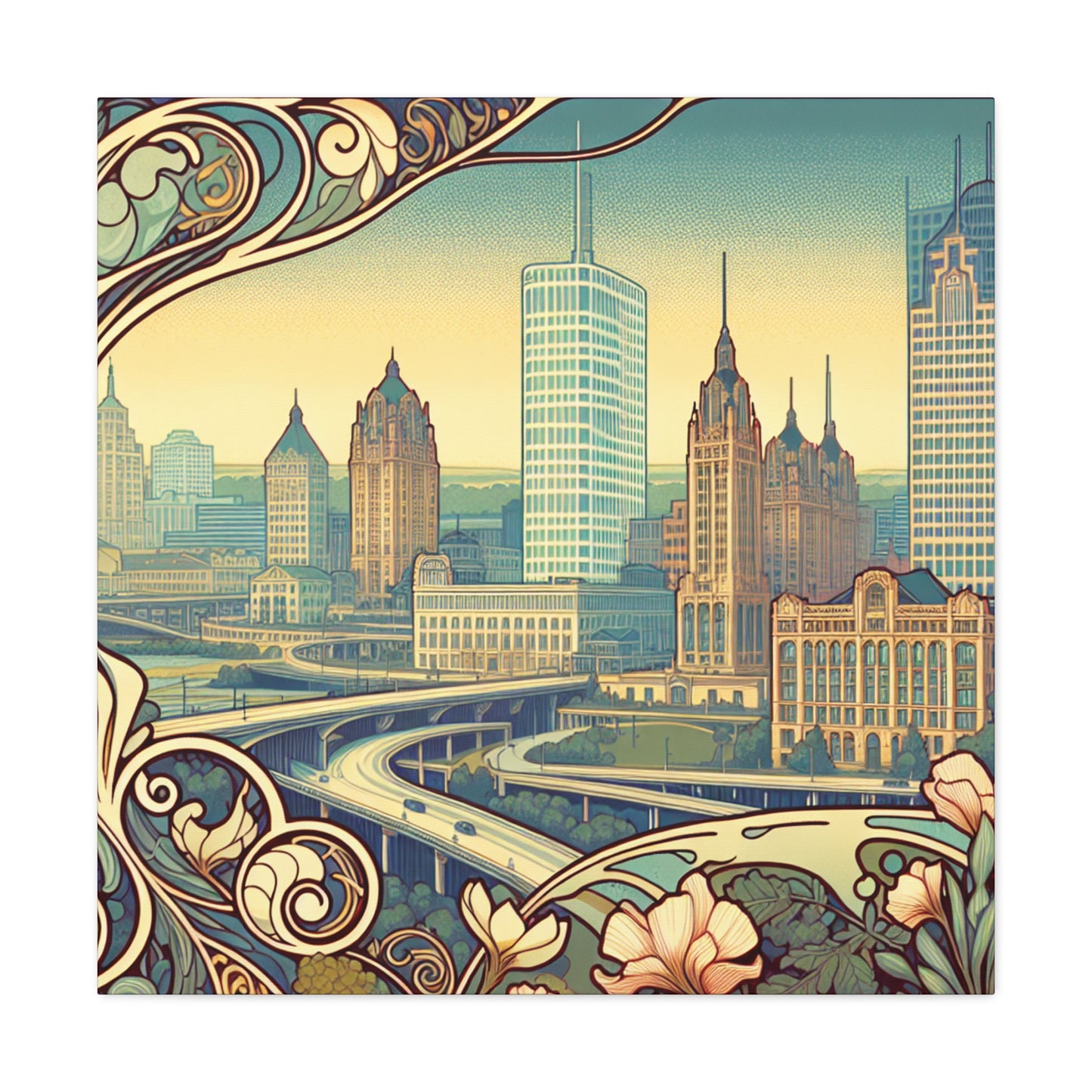 "Cityscape Symphony: Milwaukee" - Canvas