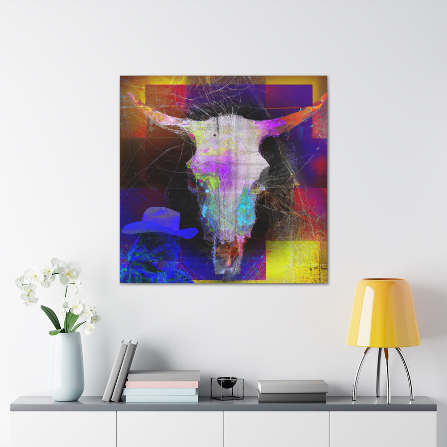 "Cow Skull in Hues" - Canvas