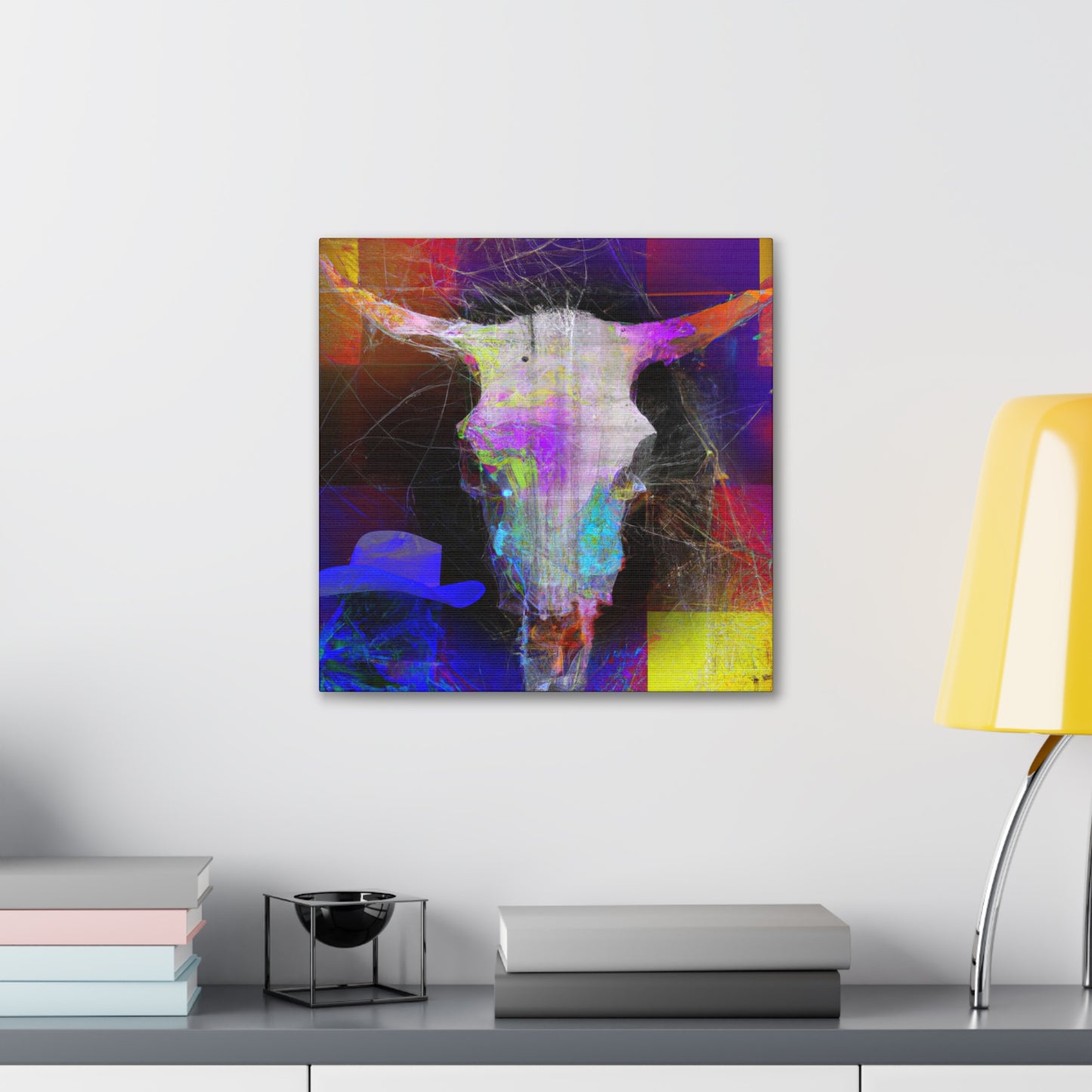 "Cow Skull in Hues" - Canvas